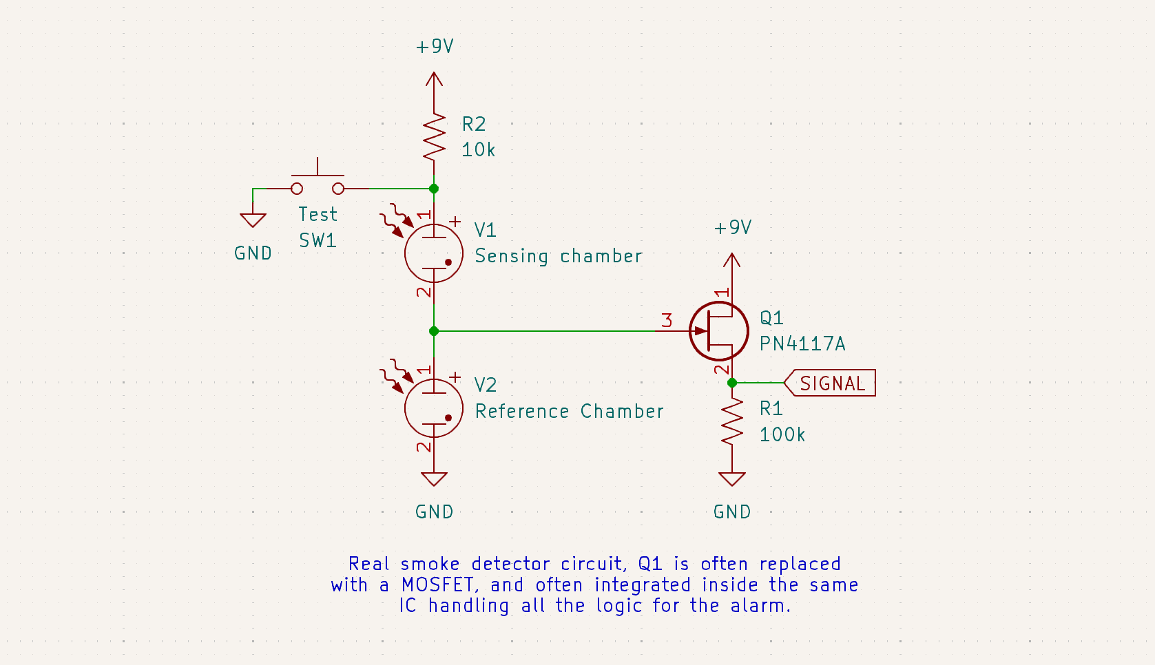 Correct circuit with test switch