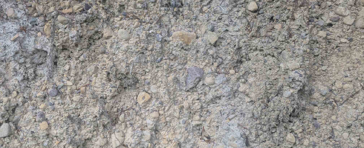 Dirt exposed on a hillside