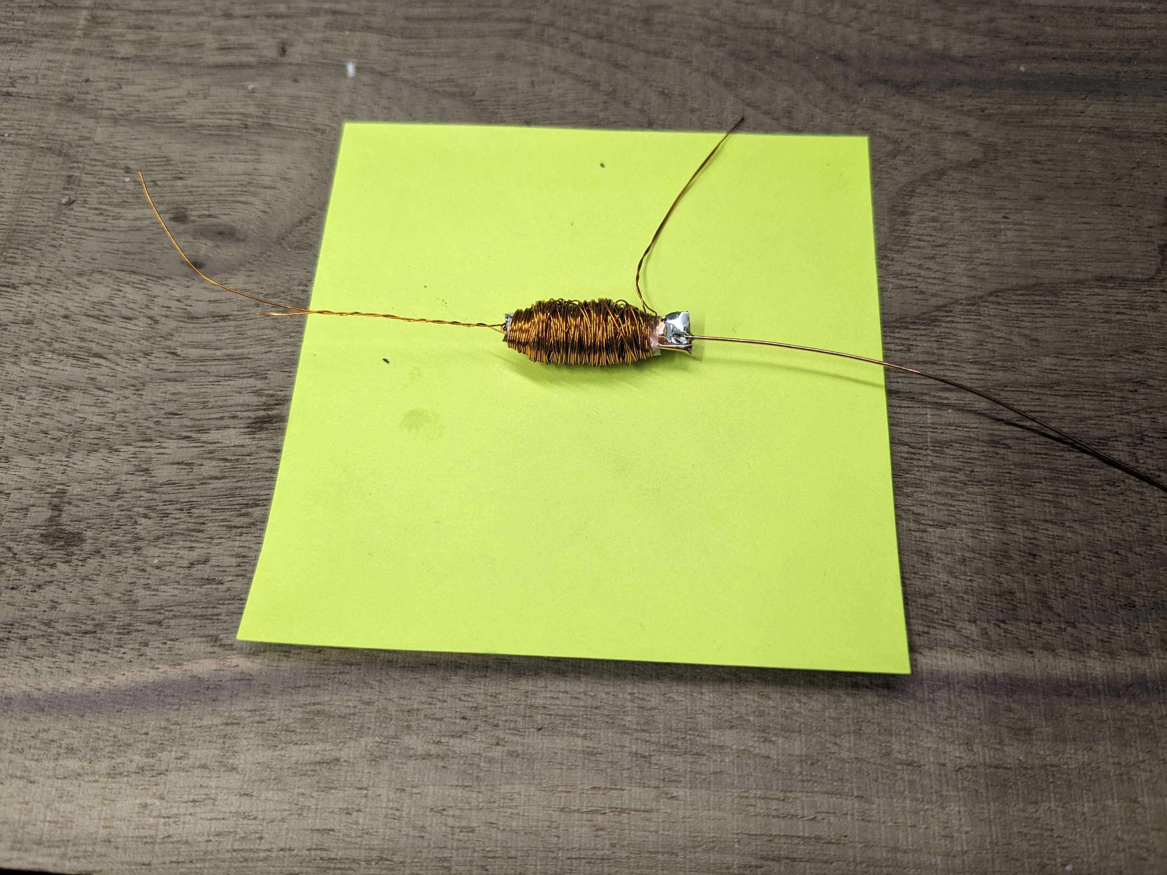 Photo showing a large coil wound around the cores