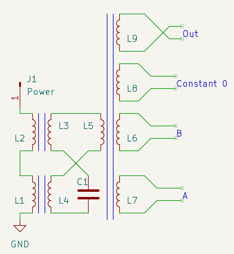 A oscillator taking 3 inputs, 1 of which is at a constant zero