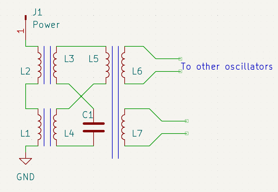 The same resonant tank circuit, with a coupling transformer