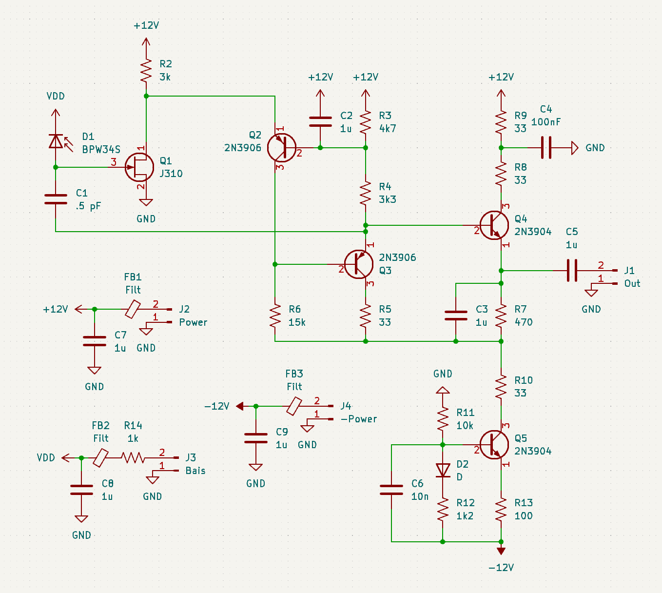 A preamp for a photodiode