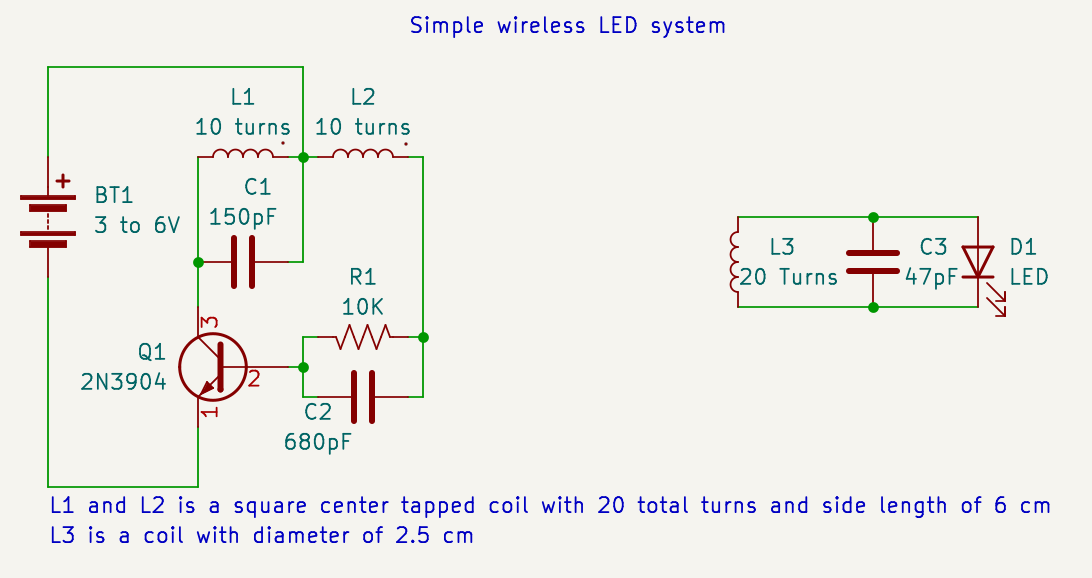 An oscillator driving a resonant tank circuit, with an other resonant circuit as a receiver