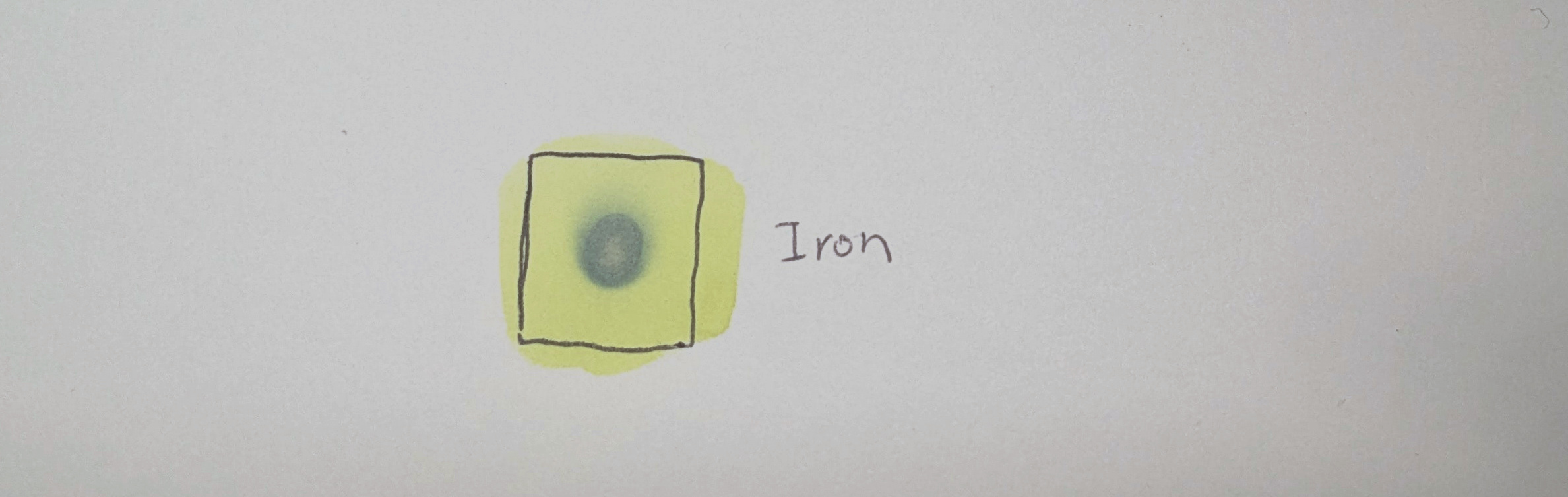 Yellow stain with bluish dot