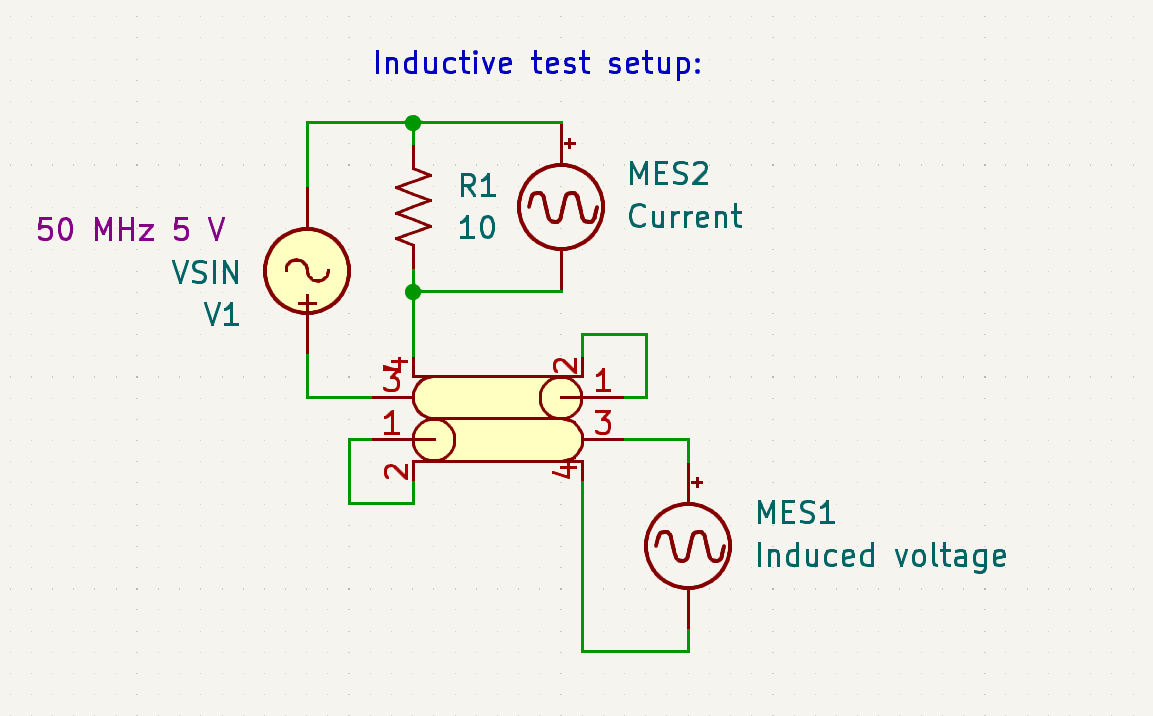 Inductive coupling test setup