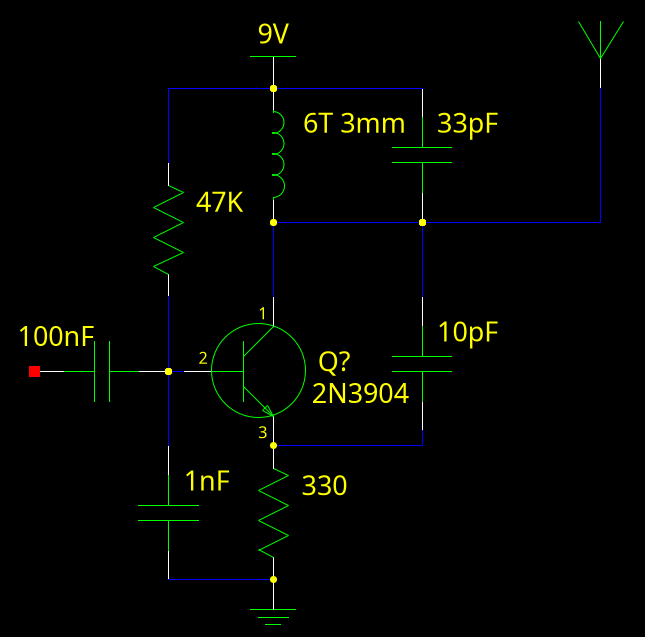 Schematic diagram of a simple FM transmitter