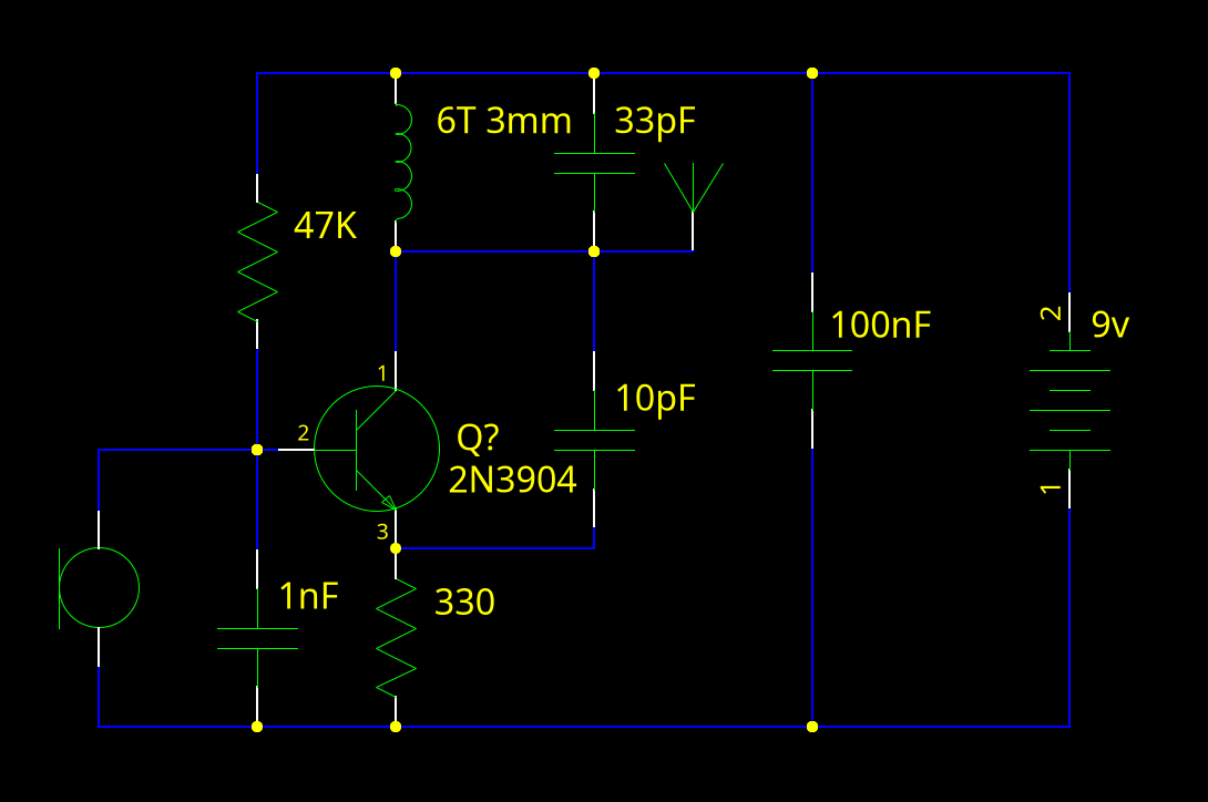 Schematic diagram of transmitter with microphone