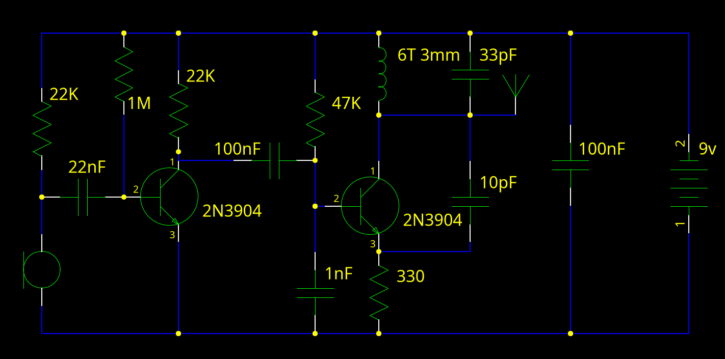 Schematic diagram of a two transistor transmitter
